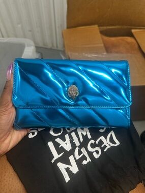 Metallic Blue Quilted Women's Clutch Wallet